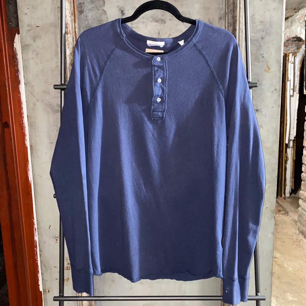 Gant Granpa Long Sleeve Navy Blue Henley Tee Shirt
